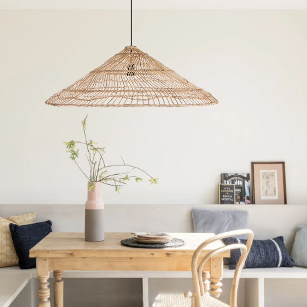 Cosette Rustic Pendant Light Umbrella Wicker Lampshade