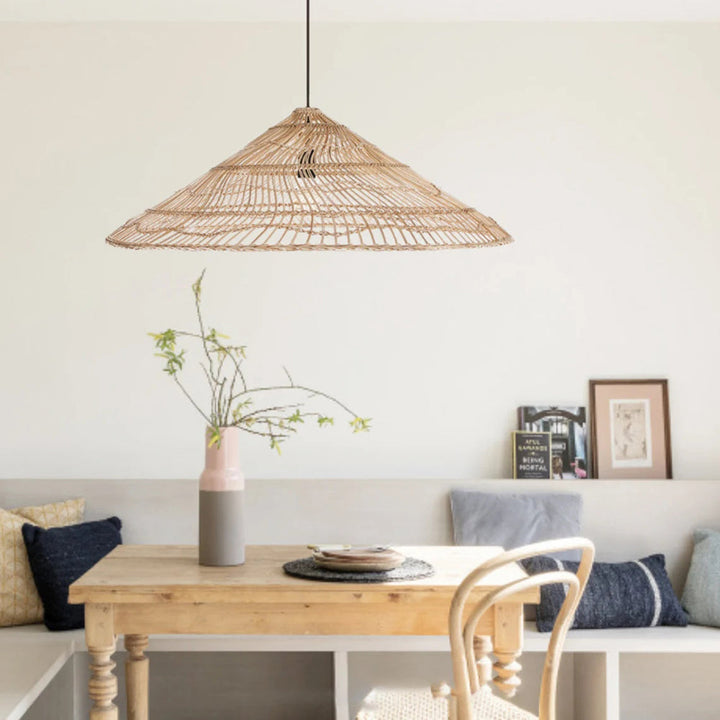 Cosette Rustic Pendant Light Umbrella Wicker Lampshade