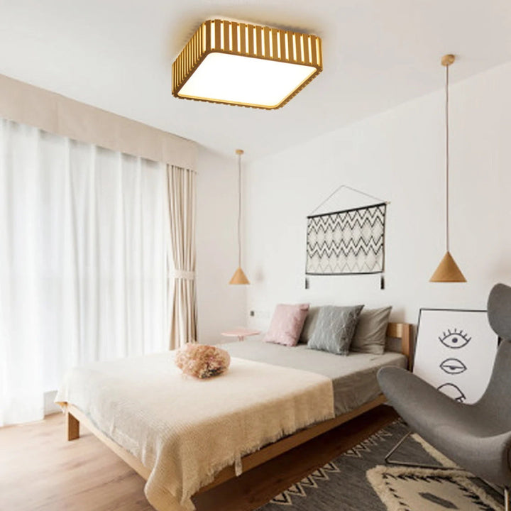 Moira Square Wood Led Wood Pendant Lamp