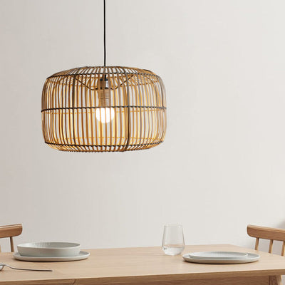 Jessi Lantern Shape Bamboo Pendant Light