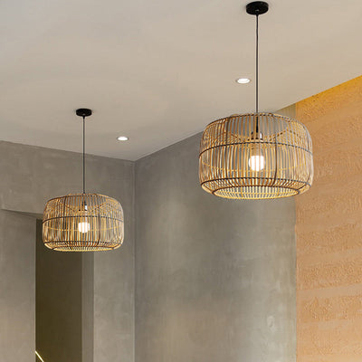 Jessi Lantern Shape Bamboo Pendant Light