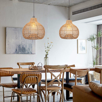 Elinor Wicker Farmhouse Kitchen Lighting Pendant Lamp
