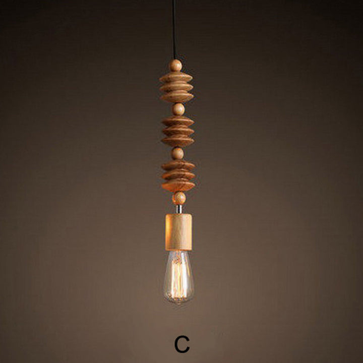 Tayla Wood Bead Chain Hanging Pendant Lights