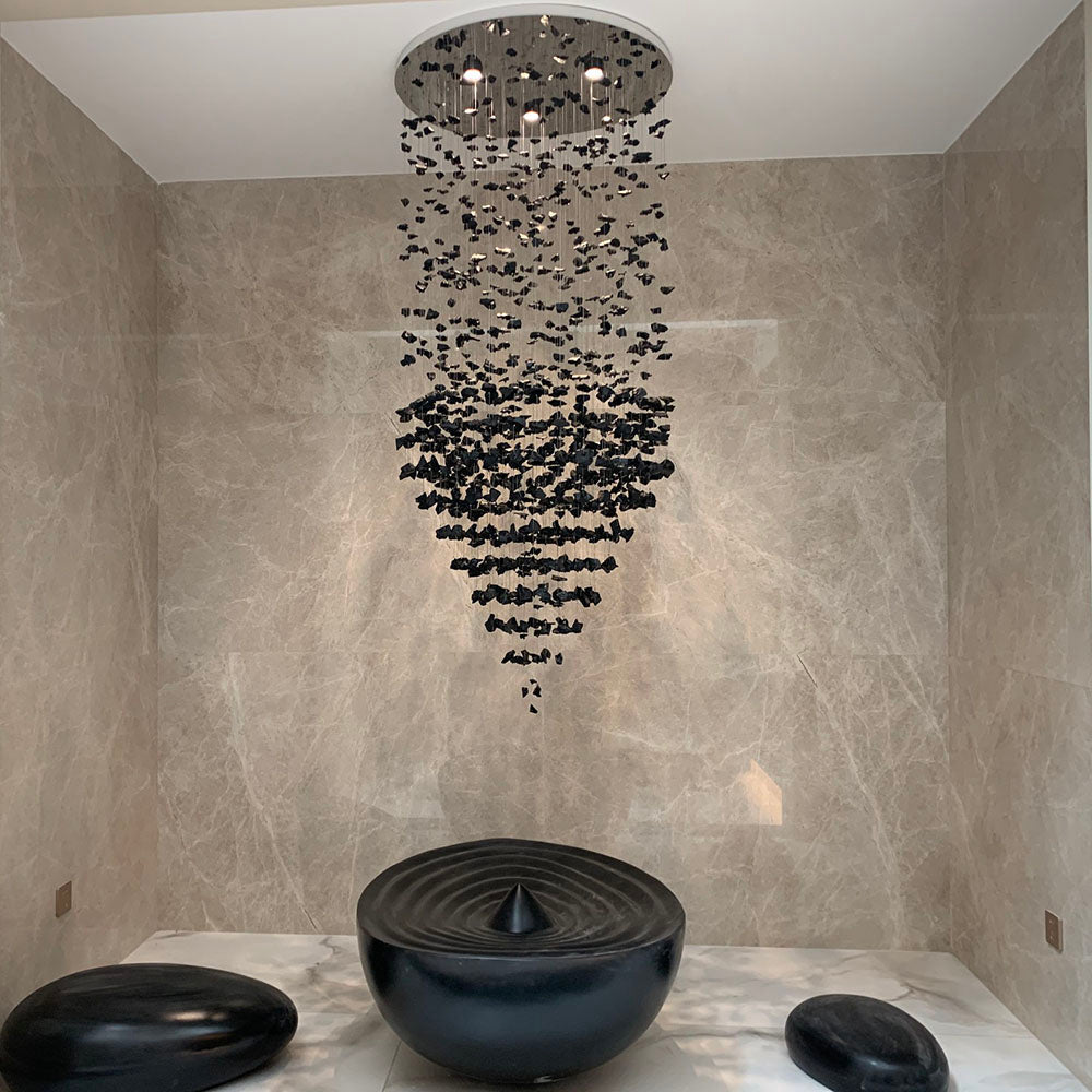 Aubree Crystal Charcoal Tower Chandelier
