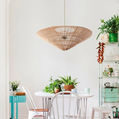 Prim Rattan Vintage Umbrella Pendant Light