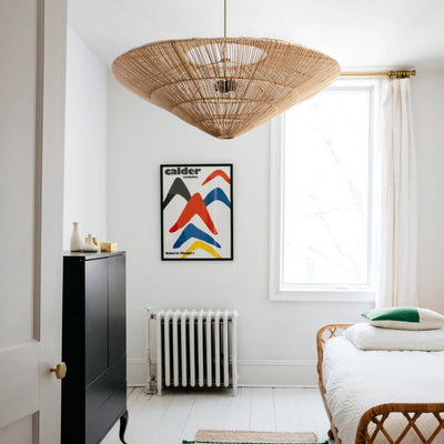Prim Rattan Vintage Umbrella Pendant Light