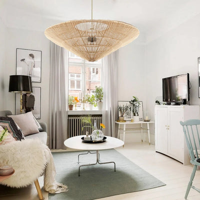 Prim Rattan Vintage Umbrella Pendant Light