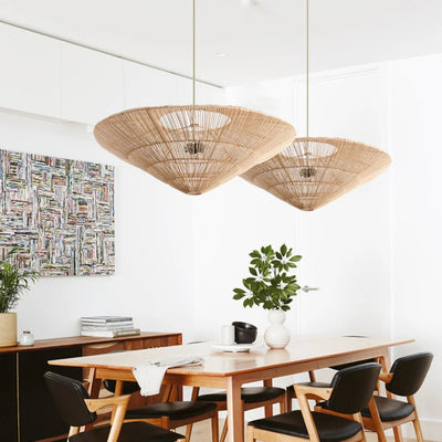 Prim Rattan Vintage Umbrella Pendant Light