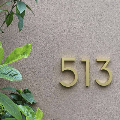 Katana Satin Brass Floating House Number Sign
