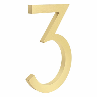 Katana Satin Brass Floating House Number Sign