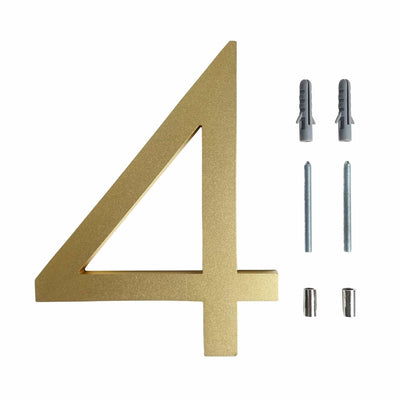 Katana Satin Brass Floating House Number Sign