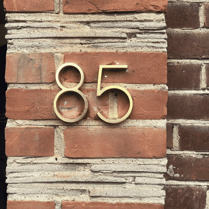 Henrietta Satin Brass House Numbers